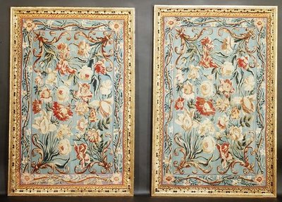 Virágos Soho gobelinpár, keretezett alkotó: English School