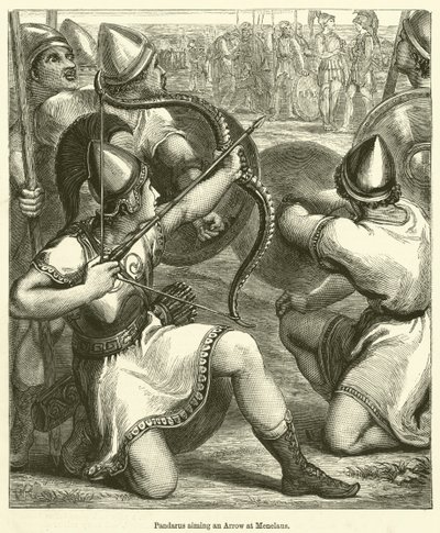 Pandarus céloz egy nyíllal Menelaoszra (metszet) alkotó: English School