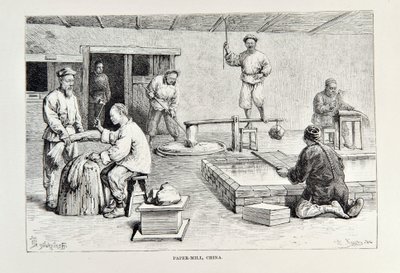 Paper-Mill, Kína, Illusztráció az Egyetemes Földrajzból, a Föld és lakói Elisee Reclustól, megjelent 1878 alkotó: English School