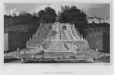 Párizs, Cascade De St Cloud (metszet) alkotó: English School