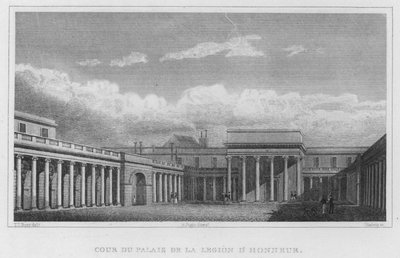 Párizs, A Becsületlégió palotájának udvara (metszet) alkotó: English School