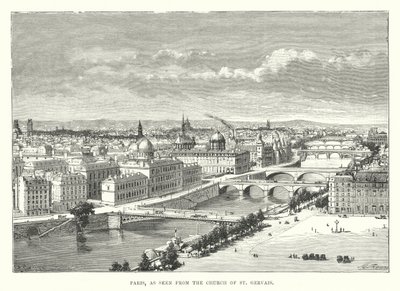 Párizs, a Szent Gervais-templom felől nézve (metszet) alkotó: English School