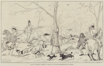 Párizs lóháton, Bois de Boulogne és Madame de Lesseps (metszet) alkotó: English School