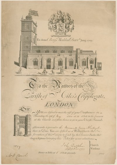 Szent Giles Cripplegate-i plébánia, átlép a határokon, meghívó, 1860 alkotó: English School