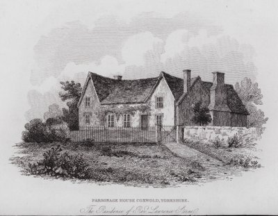 Parsonage House, Coxwold, Yorkshire, Laurence Sterne tiszteletes rezidenciája (metszet) alkotó: English School