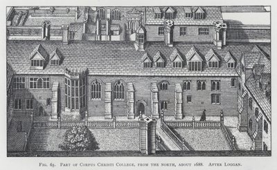 A Corpus Christi College része, északról, 1688 körül, Loggan nyomán (metszet) alkotó: English School