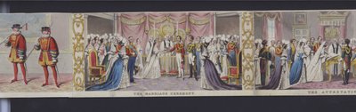 Részlet Viktória királynő 1840 körüli házasságáról készült panorámájából (kézzel színezett akvatinta) alkotó: English School