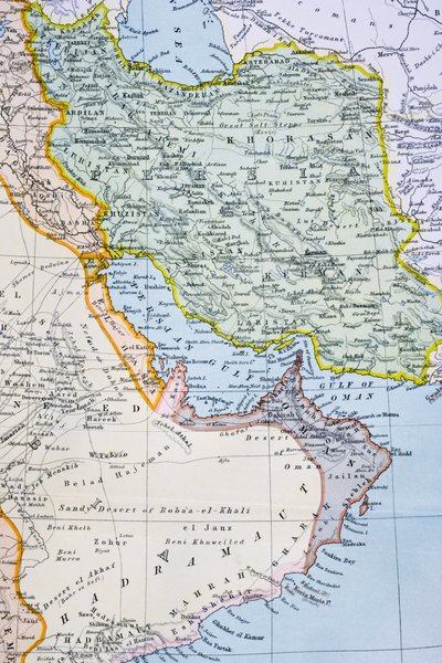 A Közel-Kelet részleges térképe, amely a Vörös-tengert, a Perzsa-öblöt és Afrika szarvát mutatja az 1890-es években, a „The Citizen