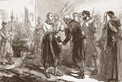 Patrick Hamilton elválása barátaitól a máglyán, illusztrációja James Aitken Wylie (1808-1890) A protestantizmus története című könyvéből, pub. 1878 alkotó: English School