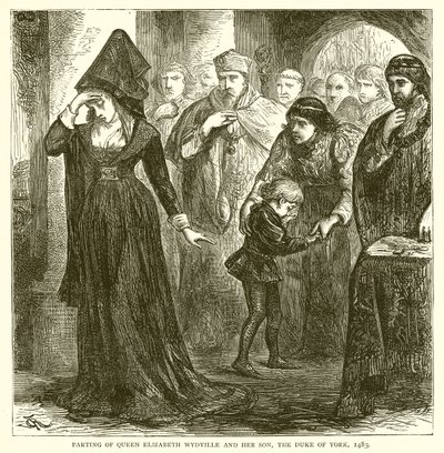 Elizabeth Wydville királynő és fia, York hercege elválása, 1483 alkotó: English School