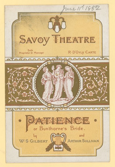Türelem; vagy W S Gilbert és Arthur Sullivan Bunthornes Bride alkotó: English School