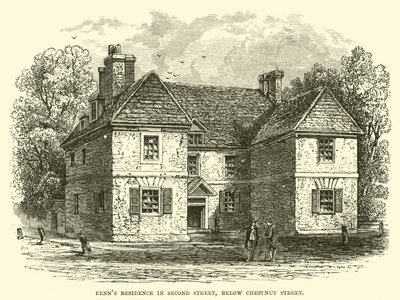 Penns Residence a Second Street-ben, a Chestnut Street alatt alkotó: English School