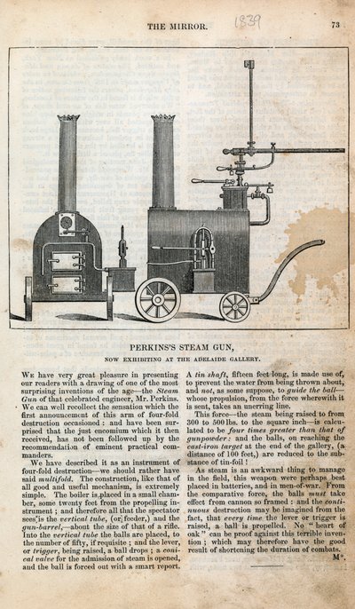 Perkinss gőzpisztoly, most az Adelaide Galériában van kiállítva alkotó: English School