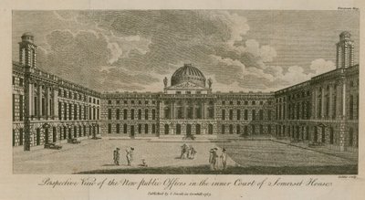 Perspektivikus nézet az új közhivatalokról a Somerset House belső udvarában alkotó: English School