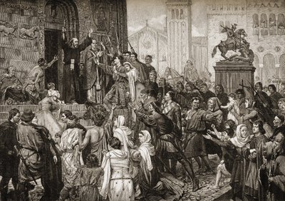 Remete Péter (1050-1115) prédikált az első keresztes hadjárat során, 1095-ben alkotó: English School