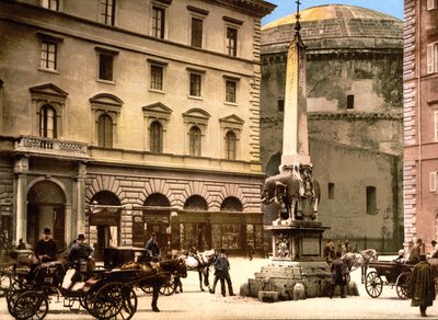 Piazza di Minerva, Róma (kézzel színezett fotó) alkotó: English School