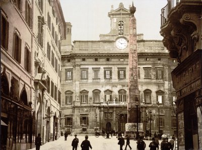 Piazza di Monte Citorio, Róma (kézzel színezett fotó) alkotó: English School