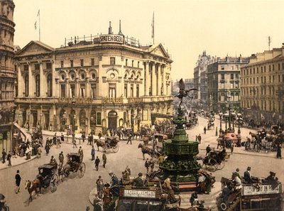 Piccadilly Circus, London (kézzel színezett fotó) alkotó: English School