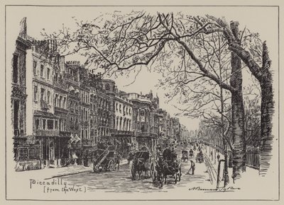 Piccadilly, Nyugatról (metszet) alkotó: English School