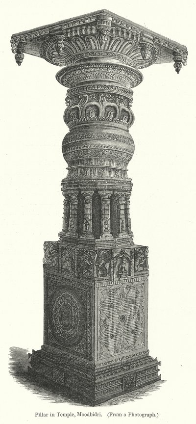 Oszlop a templomban, Moodbidri (metszet) alkotó: English School