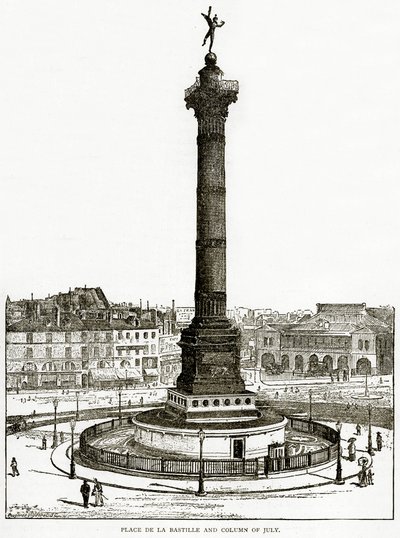 Place de la Bastille és július oszlopa, illusztrációja a régi és új Párizsból, H. Sutherland Edwards, 1893 alkotó: English School