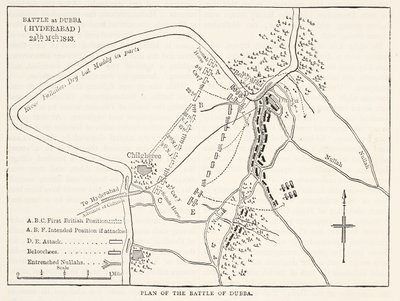 A dubbai csata (Hyderabad) terve 1843. március 24., illusztráció a Cassells Illustrated History of Englandből alkotó: English School
