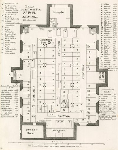 A londoni Shadwell Szent Pál-templom terve, 1817-ben bontották le alkotó: English School