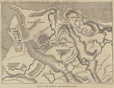 A Mamelon és Malakoff torony terve (metszet) alkotó: English School