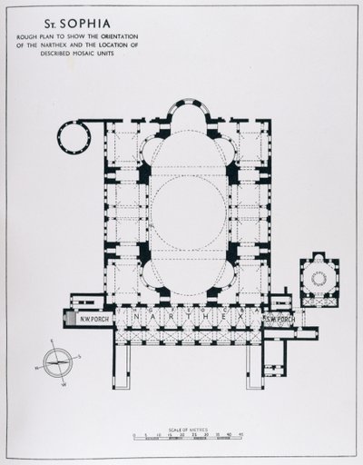 Tervezze meg a narthex és a leírt mozaikegységek tájolásának bemutatását Thomas Whittemore Haghia Sophia mozaikjaiból Isztambulban alkotó: English School