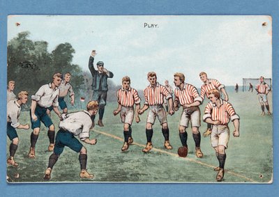 Játék, futballmérkőzést ábrázoló képeslap; alkotó: English School