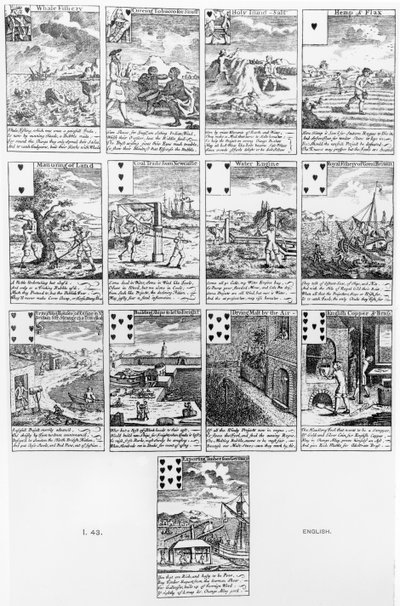 Buborékvállalkozásokat gúnyoló kártyajáték, 1720 körül alkotó: English School