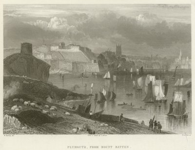 Plymouth, a Mount Battenről (metszet) alkotó: English School