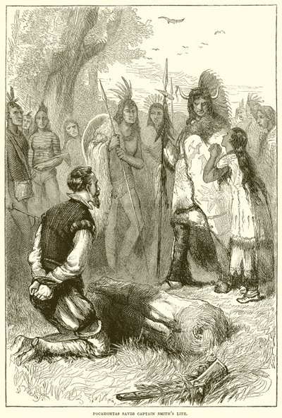 Pocahontas megmentette Smith kapitány életét alkotó: English School