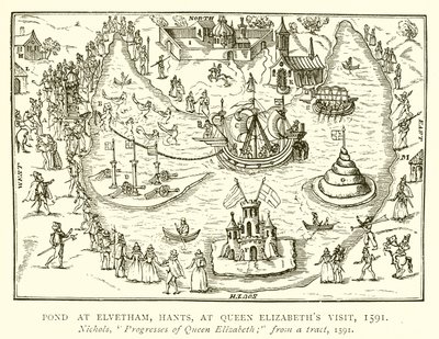 Tó Elvethamben, Hantsban, Erzsébet királyné látogatásánál, 1591 alkotó: English School