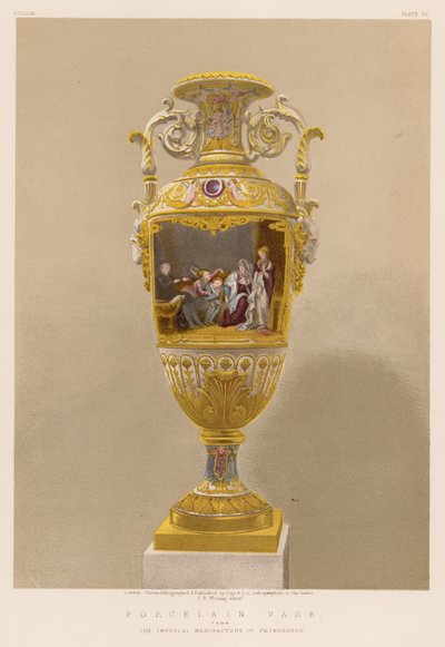 Porcelán váza a szentpétervári császári manufaktúrából (kromolito) alkotó: English School