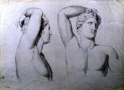 Aktokról készült portré mellszobrok, 1780 körül (kréta papíron) alkotó: English School