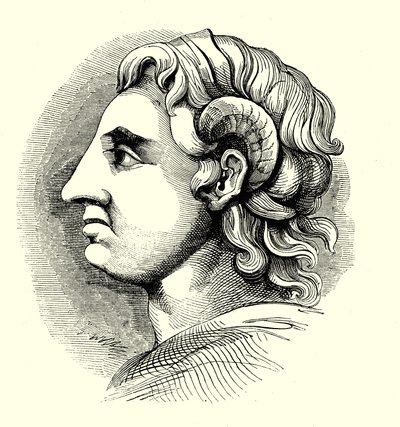 Nagy Sándor portréja, az oxfordi Bodleian Könyvtárban található érméből (metszet) alkotó: English School