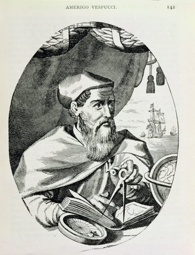 Amerigo Vespucci (1454-1512) portréja a „The Narrative and Critical History of America”-ból, szerkesztette Justin Winsor, London, 1886 alkotó: English School