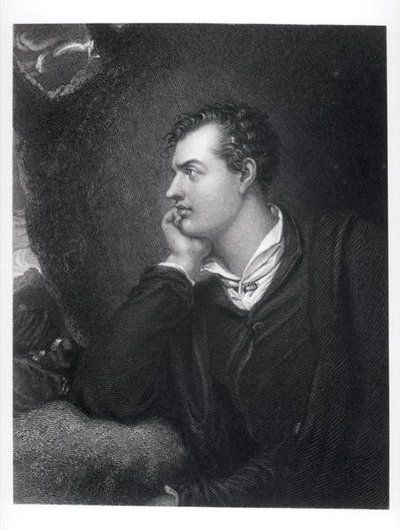 George Gordon, Rochdale 6. Lord Byron (1788-1824) portréja (metszet) (f/w fotó) alkotó: English School