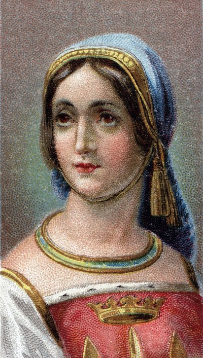 Joan of Arc (c1412-31) portréja - Joan of Arc (1412-1431) beceneve az Orleans-i szobalány - A "" Az emberek vezetői" sorozatból" - Kromolitográfia - Angol iskola, 20. század - alkotó: English School