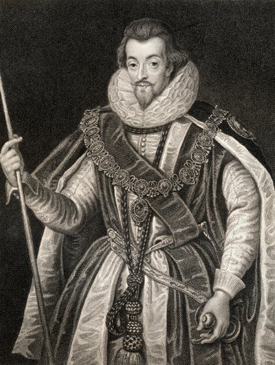Robert Cecil, Salisbury 1. grófjának (1563-1612) portréja a Lodges British Portraits-től, 1823 alkotó: English School