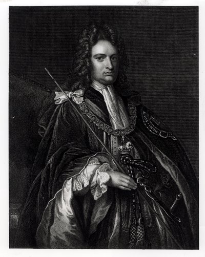 Robert Harley, Oxford első grófjának (1671-1724) portréja (metszet) (bw fotó) alkotó: English School