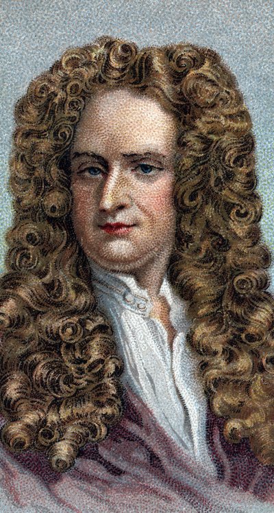 Sir Isaac Newton (1642-1727) angol fizikus és matematikus portréja – A „” Leaders of Men” sorozatból – Kromolitográfia – Angol iskola, 20. század – alkotó: English School