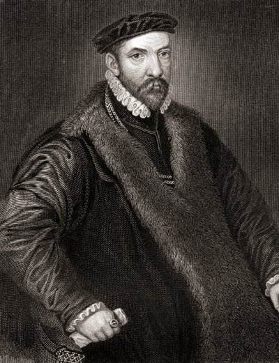 Sir Nicholas Bacon (1510-1579) portréja a Lodges British Portraits-ból, 1823 alkotó: English School