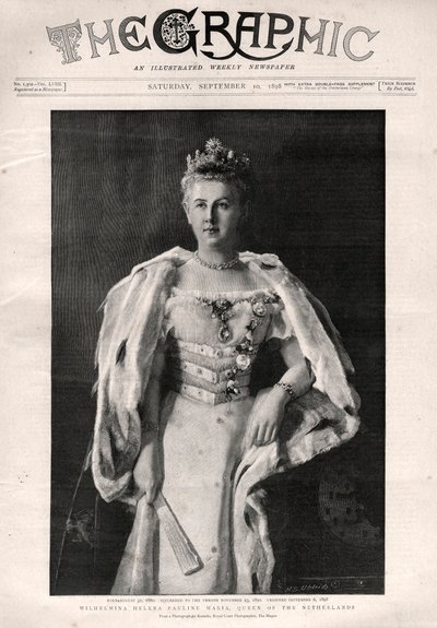 Holland Wilhelmina (1880-1962), Hollandia királynőjének portréja – A „The Graphic” című újság címlapja alkotó: English School
