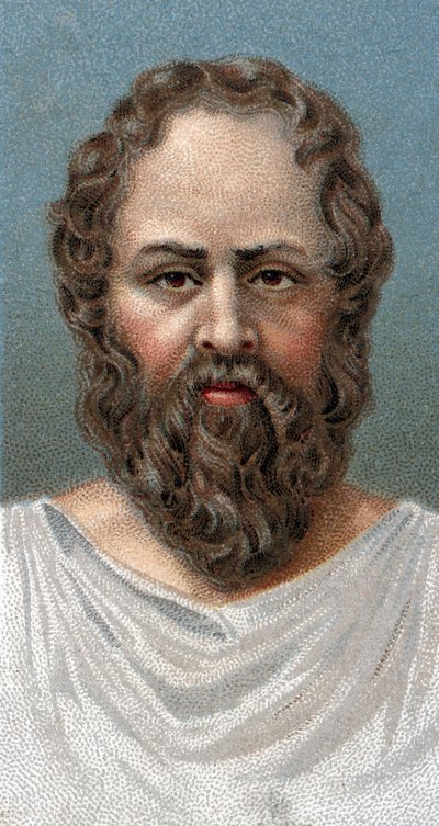 Szókratész (Kr. e. 469-399) görög filozófus portréja Szókratész - - „Az emberek vezetői” sorozatból” - Kromolitográfia - Angol iskola, XX. alkotó: English School