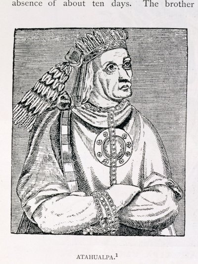 Az utolsó inka főnök, Atahualpa portréja, „Amerika narratív és kritikai története” című könyvéből, szerkesztette: Justin Winsor, London, 1886 alkotó: English School