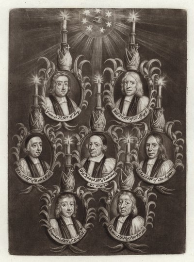 A hét püspök portréja alkotó: English School