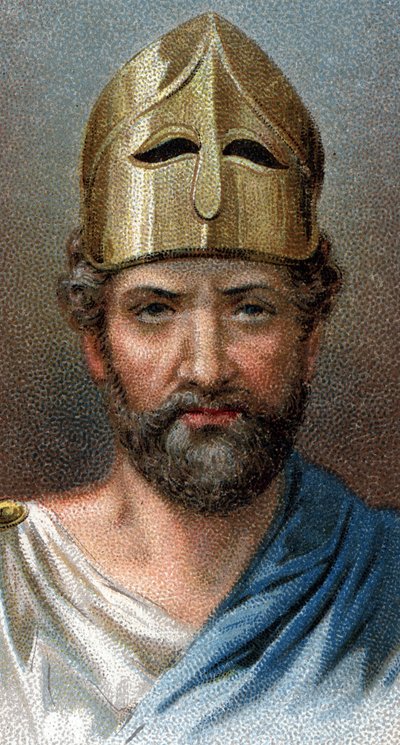 Periklész (Kr. e. 494-429) görög tábornok és politikus portréja – „Az emberek vezetői” sorozatból” – Kromolitográfia – Angol iskola, XX. alkotó: English School