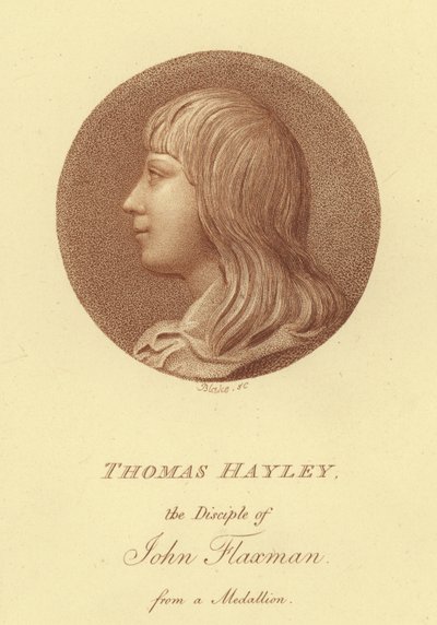 Thomas Hayley szobrász, John Flaxman tanítványának portréja (metszet) alkotó: English School